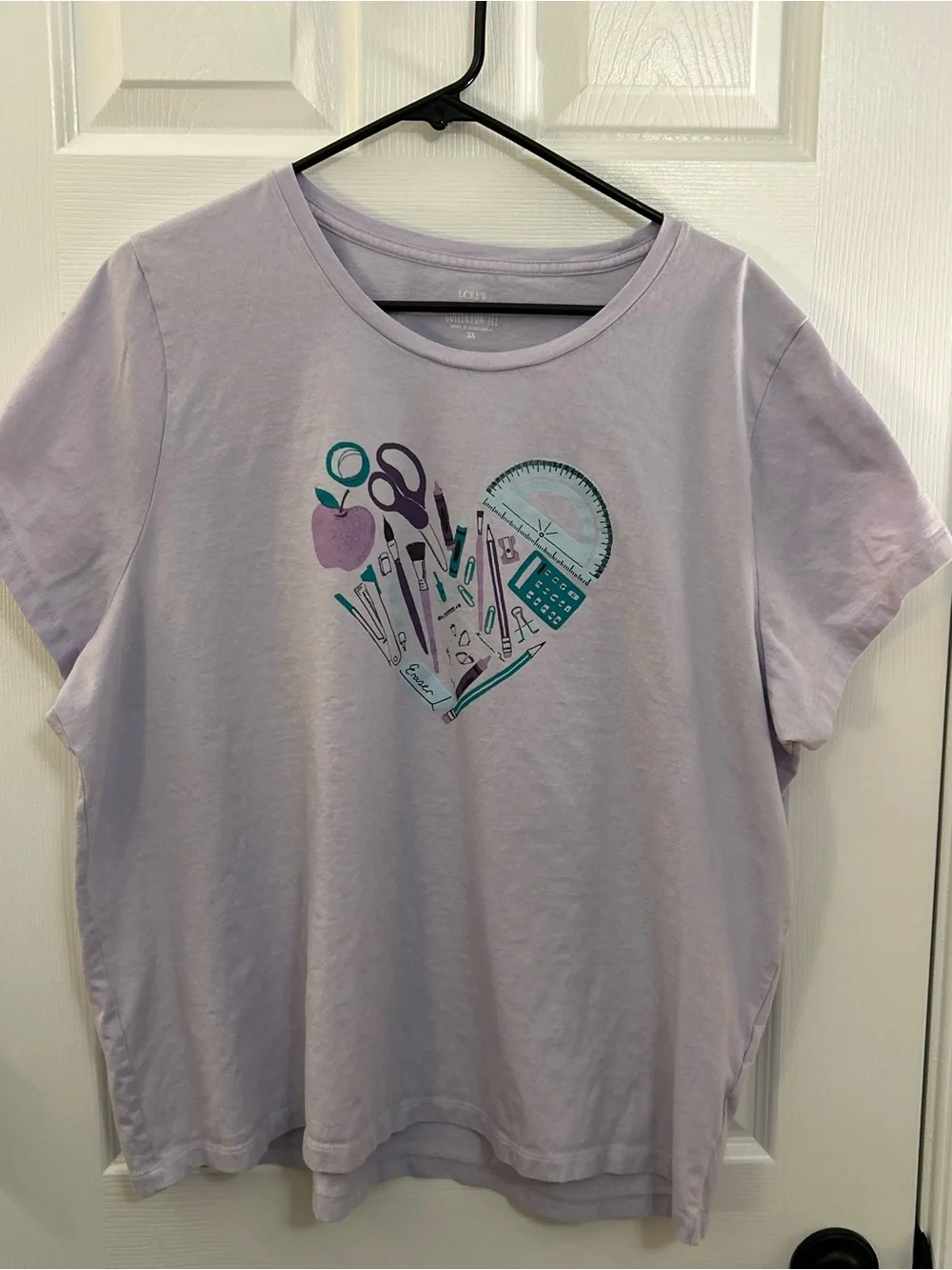 J.Crew Collector Tee 3X Lavender Teacher School Supplies Graphic T-Shirt